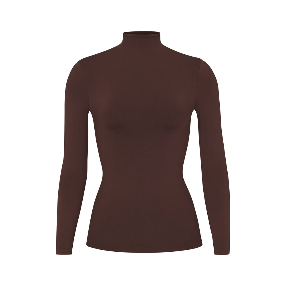 Skims SOFT SMOOTHING TURTLENECK TOP T-shirt Čokoláda | ILHA-56018