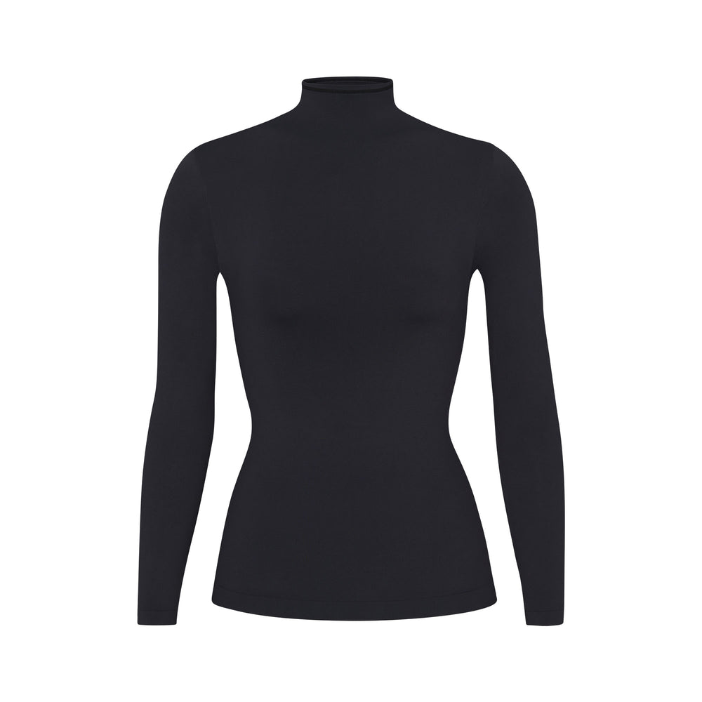 Skims SOFT SMOOTHING TURTLENECK TOP T-shirt Čierne | JMOE-23419