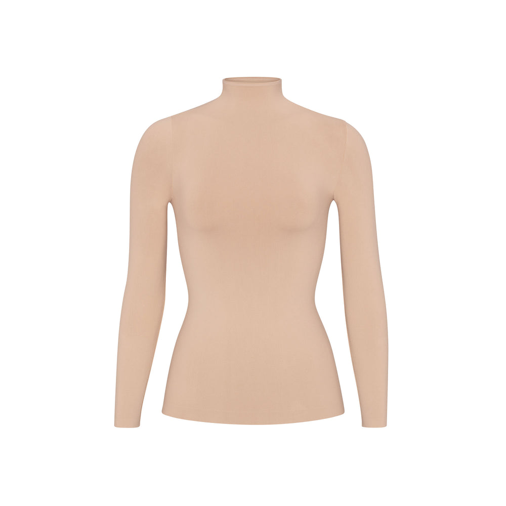 Skims SOFT SMOOTHING TURTLENECK TOP T-shirt Béžové | XDJF-68927