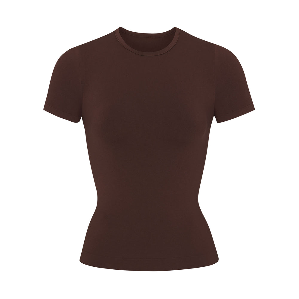 Skims SOFT SMOOTHING T-shirt Čokoláda | JLPY-90178