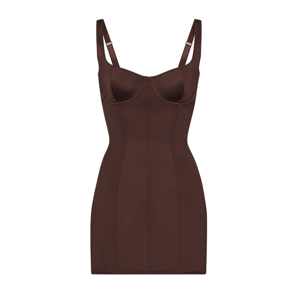 Skims STRETCH SATIN Dress Čokoláda | ZRIX-07546