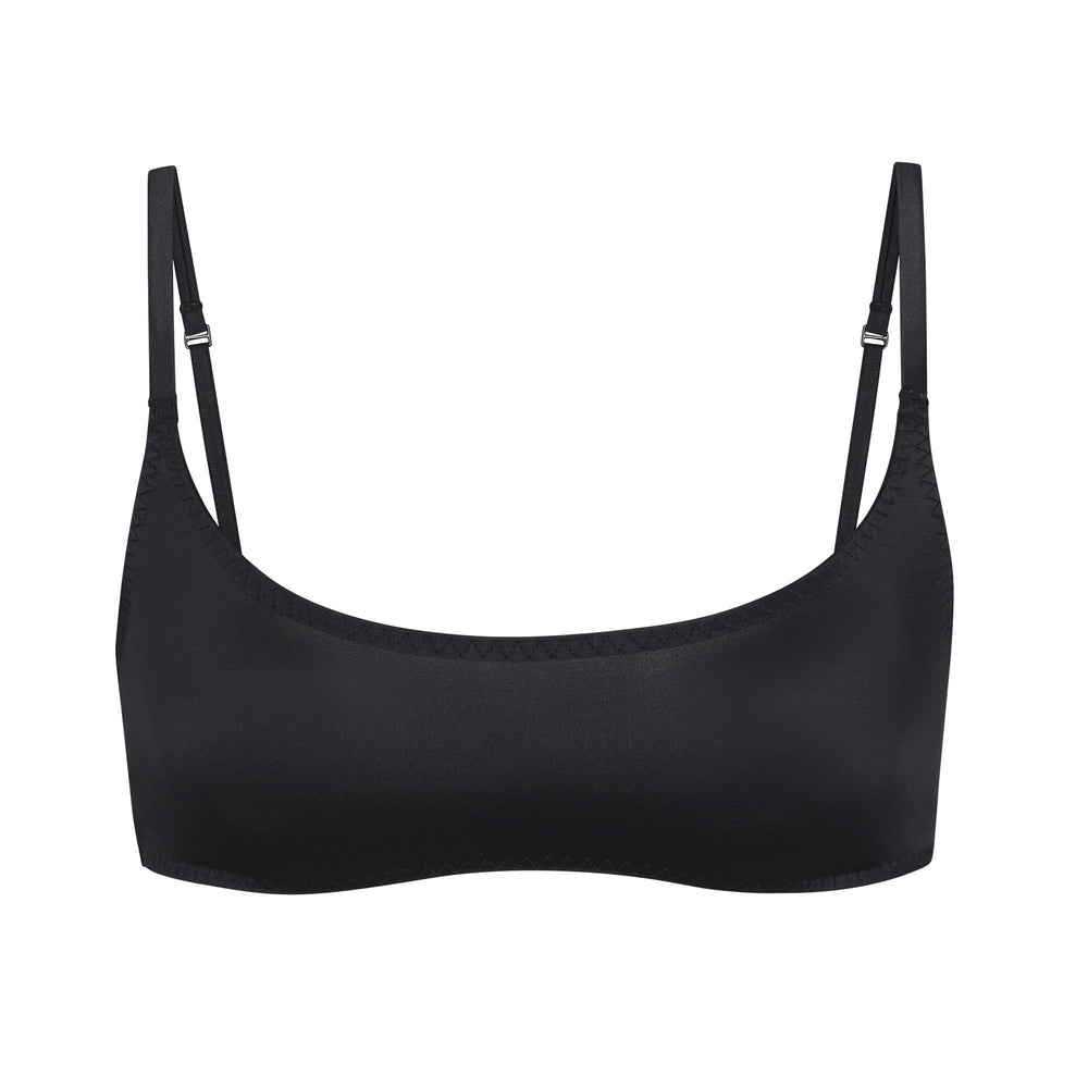 Skims STRETCH SATIN SCOOP NECK Bralette Čierne | HGQF-58796