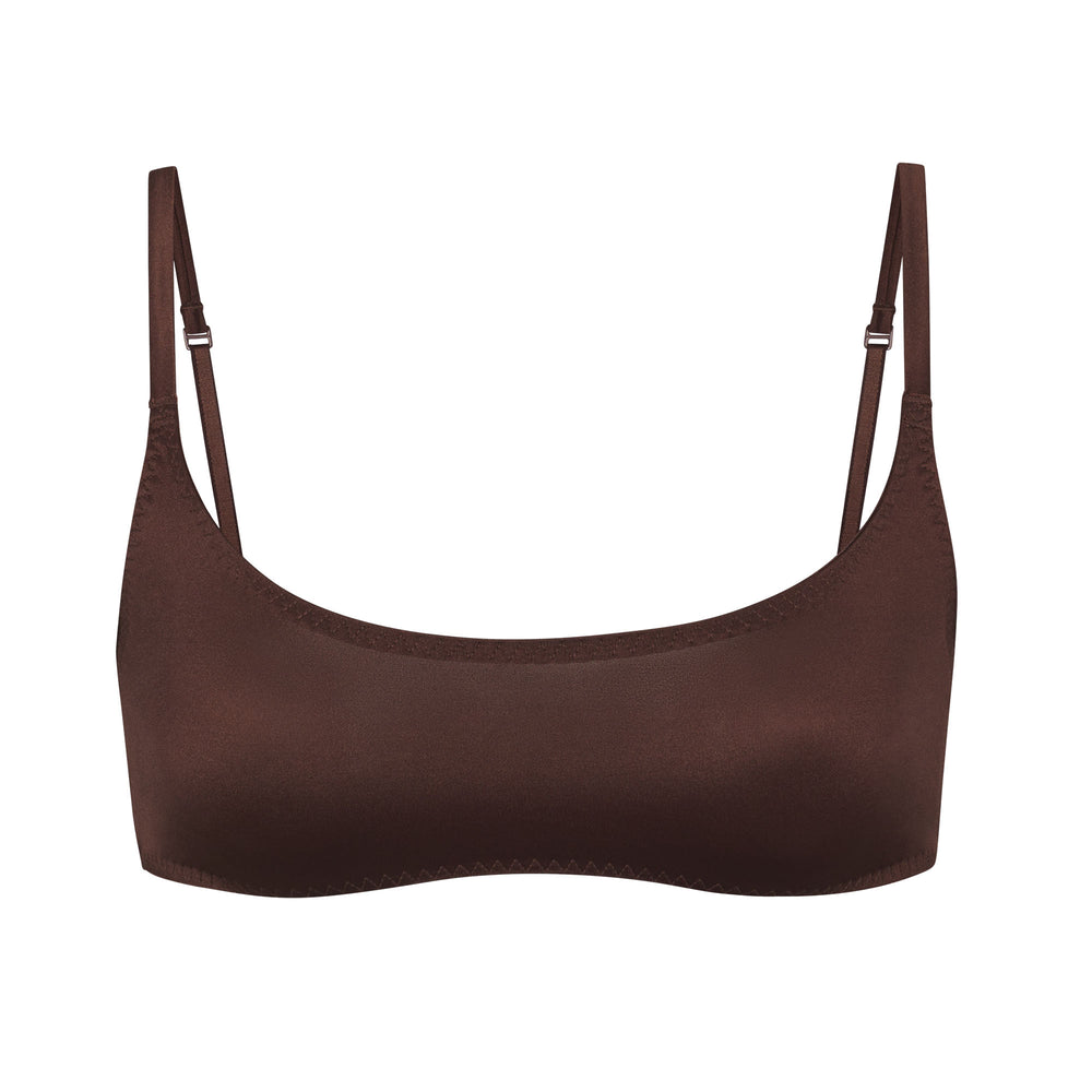 Skims STRETCH SATIN SCOOP NECK Bralette Čokoláda | LCGW-40295