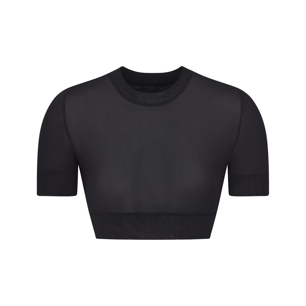 Skims SUMMER MESH CROPPED T-shirt Čierne | DBJA-74691