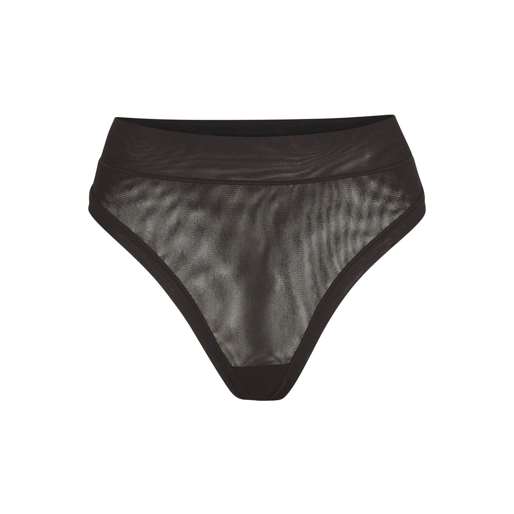 Skims SUMMER MESH MID WAIST Thong Čierne | XFGU-97163