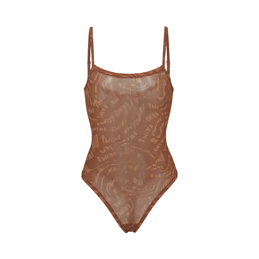 Skims SUMMER MESH Strappy Bodysuit Hnede | MIPE-28961