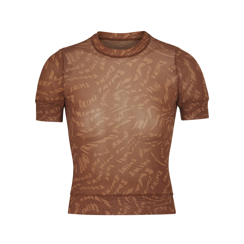 Skims SUMMER MESH T-shirt Hnede | ZERV-82416