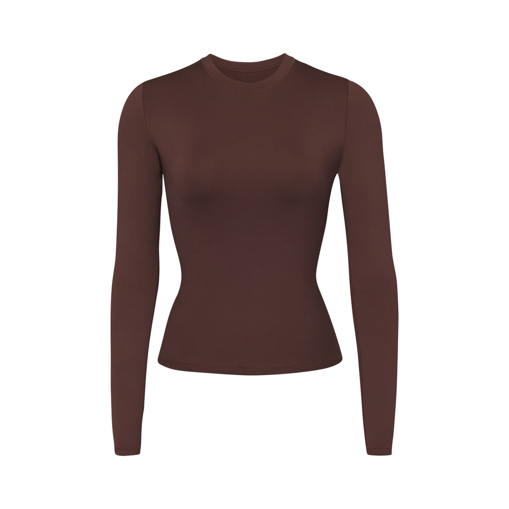 Skims SWIM LONG SLEEVE SHIRT Cover Ups Čokoláda | OSBV-13640