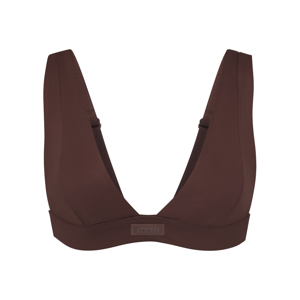 Skims SWIM PLUNGE Bikini Top Čokoláda | AQYU-42537
