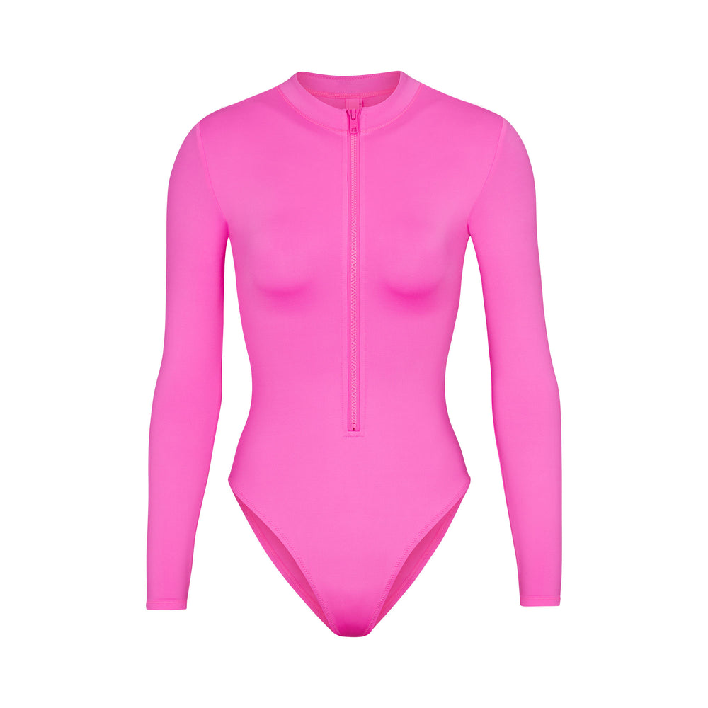 Skims SWIM ZIP FRONT LONG SLEEVE One Piece Ruzove | RUOK-97083