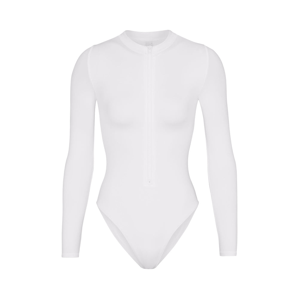Skims SWIM ZIP FRONT LONG SLEEVE One Piece Biele | YQFK-60375