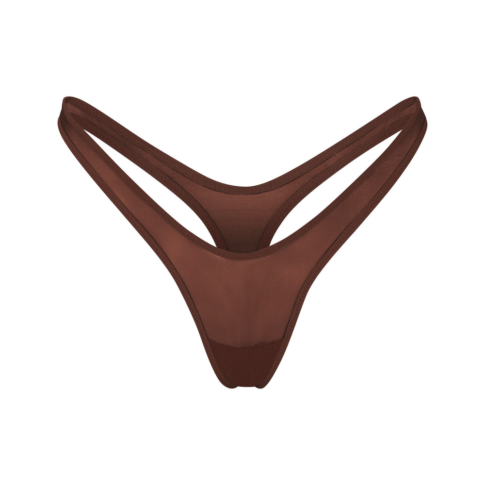 Skims ULTRA FINE MESH MICRO DIPPED Thong Čokoláda | BAKM-78306