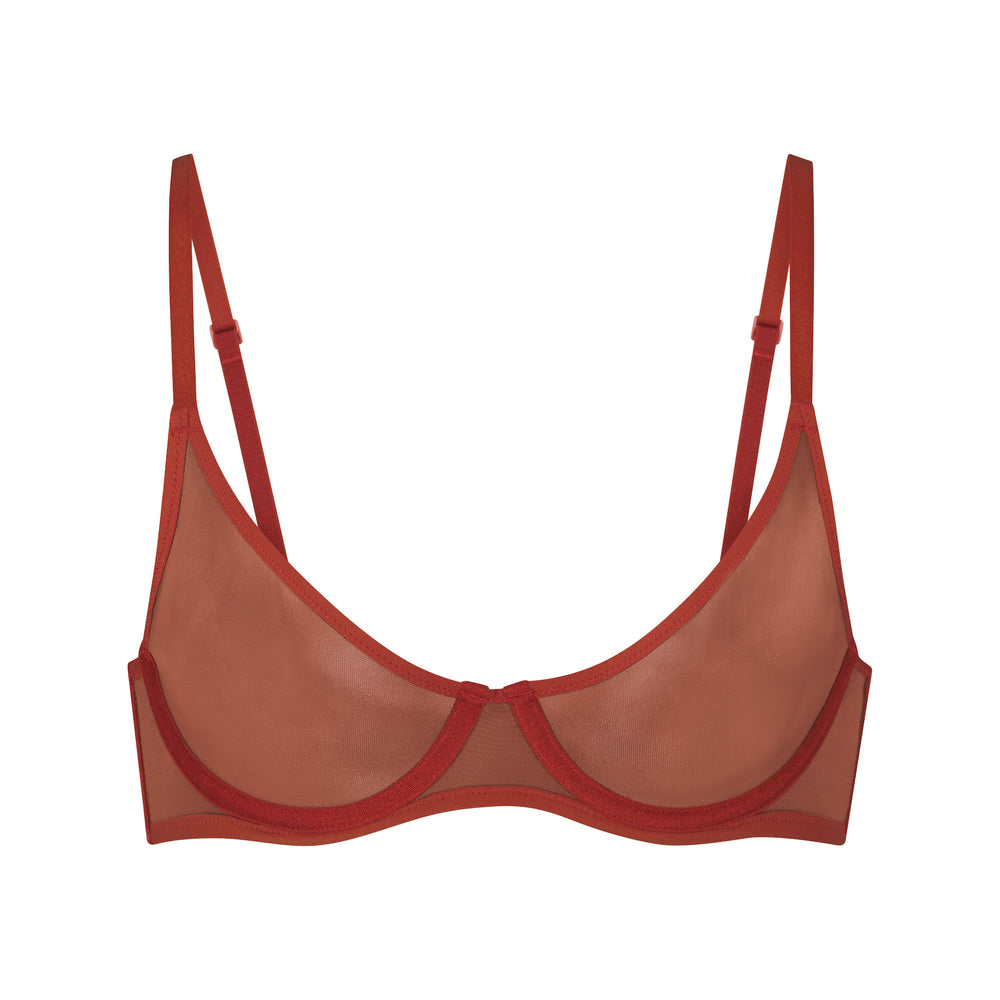 Skims ULTRA FINE MESH SCOOP Underwire Bra Hnede | EAMU-10793