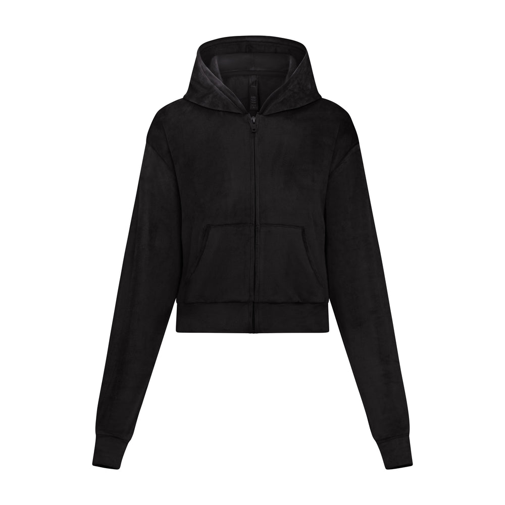 Skims VELOUR Mikina s Kapucnou Čierne | COVY-95327