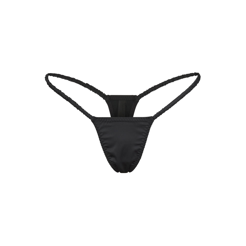 Skims WOVEN SHINE SCRUNCHIE STRING Thong Čierne | YVZQ-03184