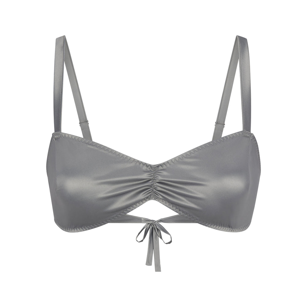 Skims WOVEN SHINE TIE BACK Bralette Svetlo Siva | XKDR-02487