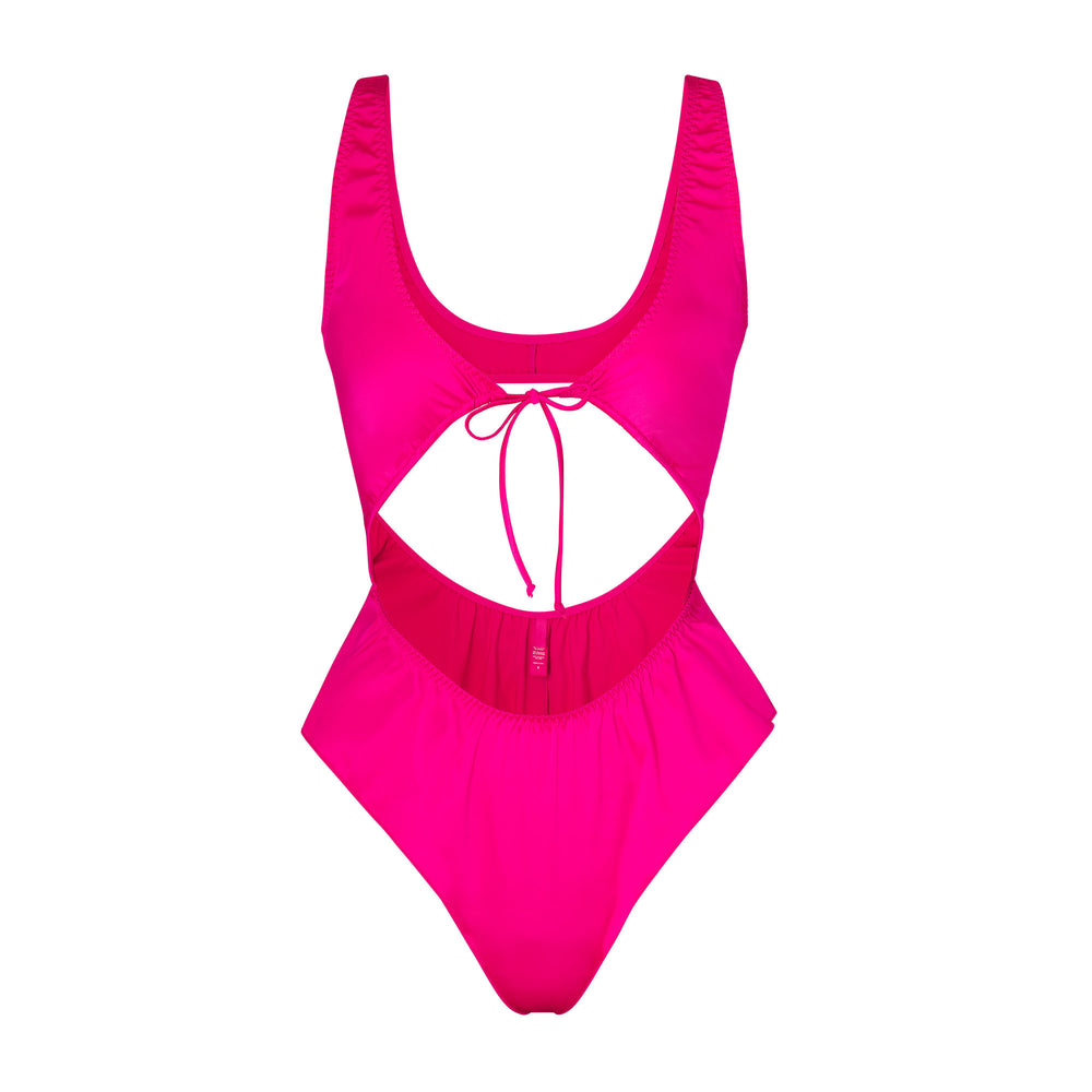 Skims WOVEN SHINE TIE FRONT Bodysuit Ruzove | LUQN-74613